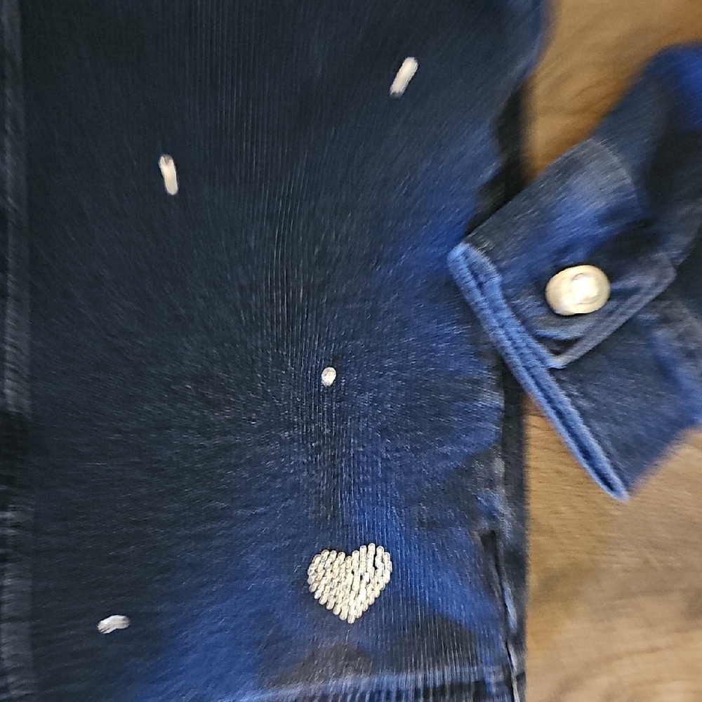 Quacker Factory Blue Jean Jacket Silver Accents Medium Stretch  Coat Vintage - Picture 5 of 8